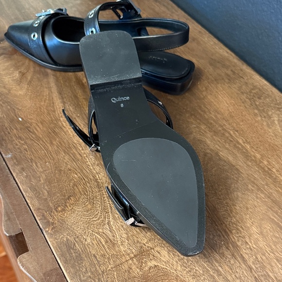 Quince Italian leather bold buckle sling back flat - Picture 2 of 3